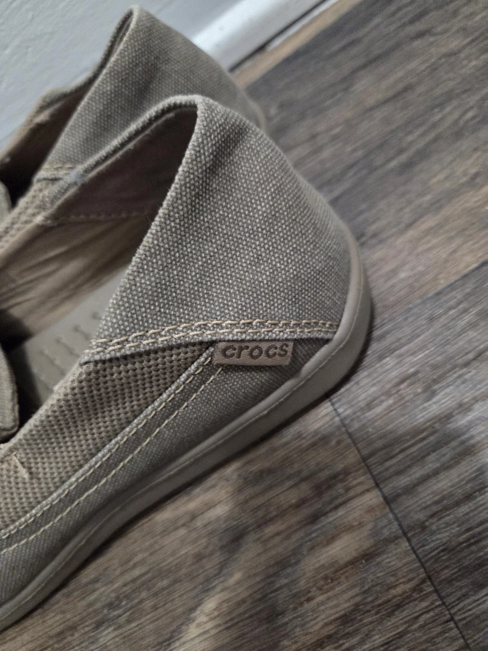Crocs Size 9 Men's Casual Slip-On Canvas Shoes - Taupe